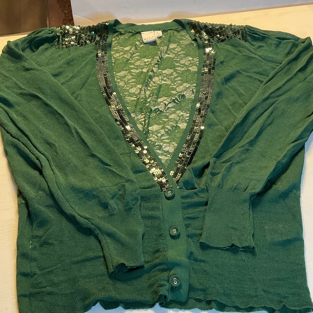 VILA Green Lace Cardigan
